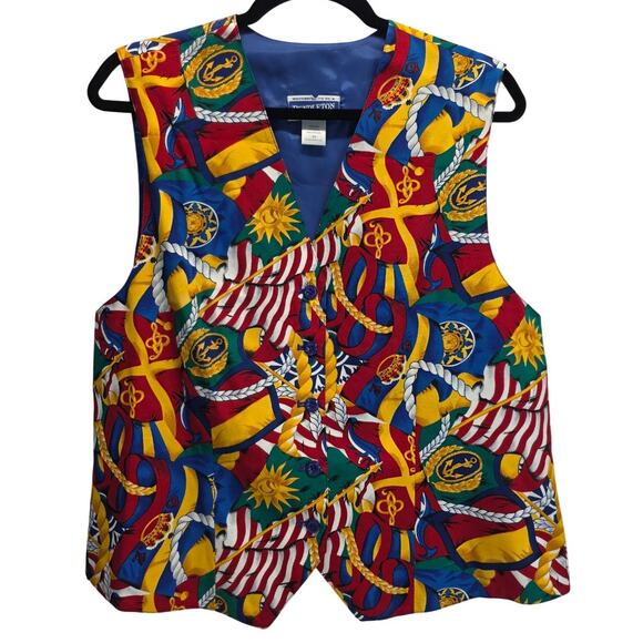 Vintage Pendleton Classic Nautical Button-Down Sleeveless Lined Vest, Size 14 - Picture 1 of 9